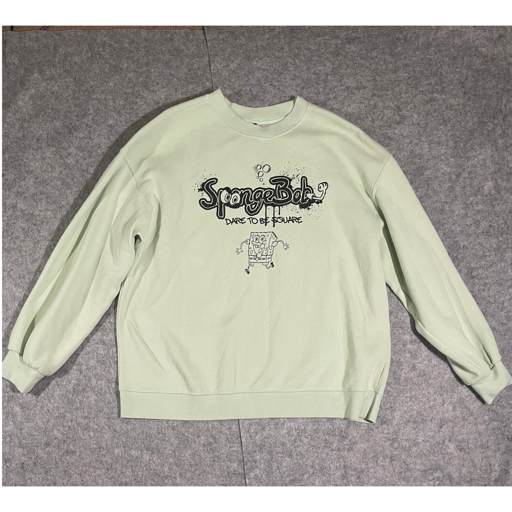 HM Divided SpongeBob SquarePants Mint Green Graphic Sweatshirt Mens Large L